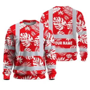 Hi Vis Long Sleeve Reflective Tapes Red Neon Flowers Custom Name