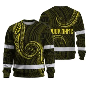 Hi Vis Long Sleeve Reflective Tapes Yellow Neon Hawaii Whale Custom Name