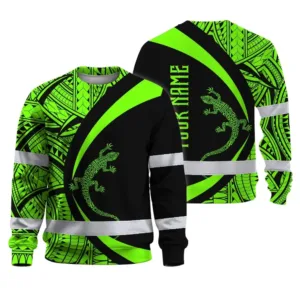 Hi Vis Long Sleeve Shirt Reflective Tapes Green Neon Hawaii Custom Name