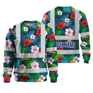 Hi Vis Long Sleeve Shirt Reflective Tapes Neon Pink Flowers Custom Name