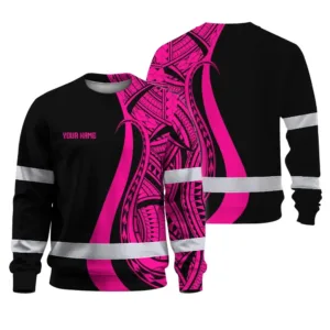 Hi Vis Long Sleeve Shirt Reflective Tapes Pink Neon Hawaii Custom Name
