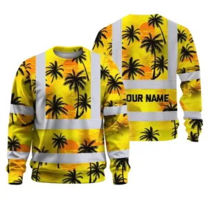 Hi Vis Long Sleeve Shirt Reflective Tapes Yellow Neon Flowers Custom Name
