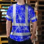 hi-vis-t-shirt-reflective-tapes-blue-neon-flowers-hawaii-custom-name-76087.webp