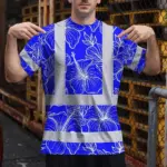 hi-vis-t-shirt-reflective-tapes-blue-neon-flowers-hawaii-custom-name-c4992.webp