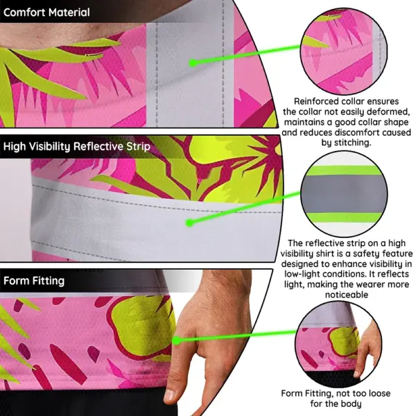 hi-vis-t-shirt-reflective-tapes-pink-neon-and-lime-flowers-hawaii-5992f.webp