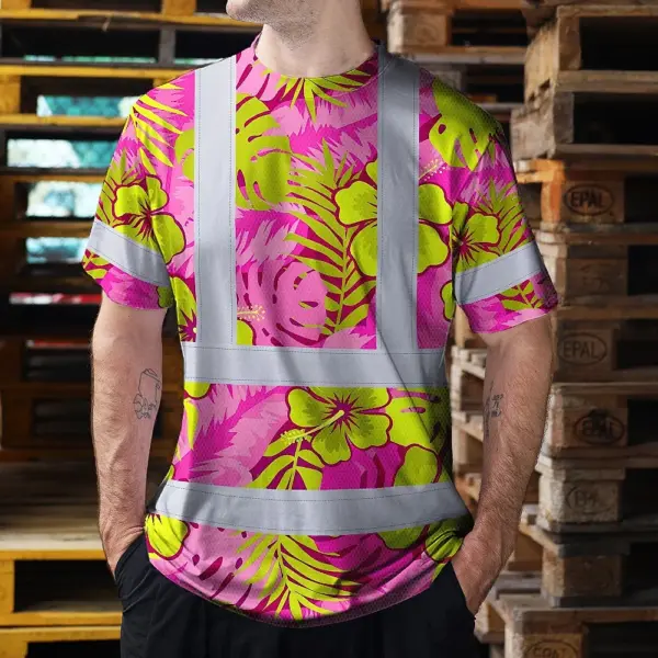 hi-vis-t-shirt-reflective-tapes-pink-neon-and-lime-flowers-hawaii-b7fcb.webp