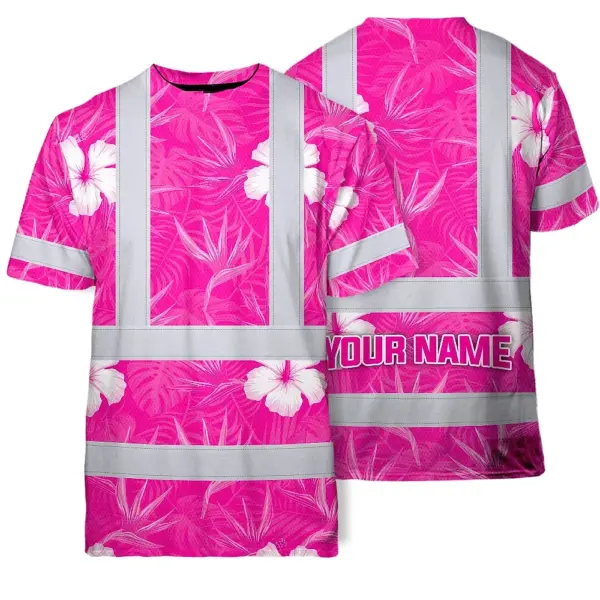 hi-vis-t-shirt-reflective-tapes-pink-neon-flowers-hawaii-custom-name-3a50c.webp