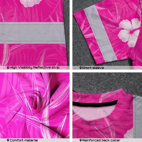 hi-vis-t-shirt-reflective-tapes-pink-neon-flowers-hawaii-custom-name-c6793.webp