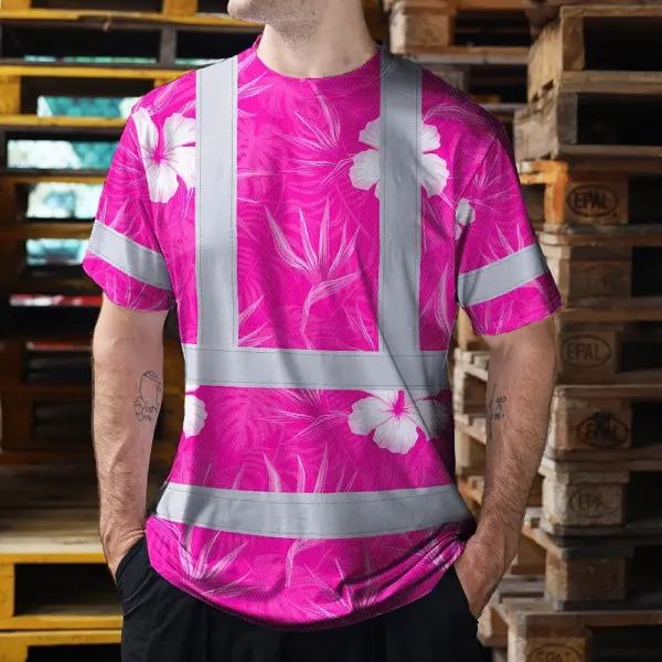 hi-vis-t-shirt-reflective-tapes-pink-neon-flowers-hawaii-custom-name-ec62b.webp