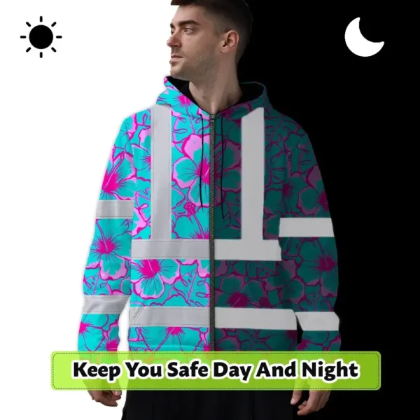 hi-vis-zip-hoodie-reflective-tapes-blue-neon-and-pink-flowers-custom-4c0f3.webp