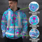 hi-vis-zip-hoodie-reflective-tapes-blue-neon-and-pink-flowers-custom-ba131.webp