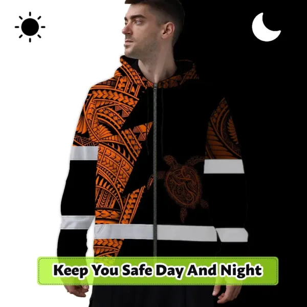 hi-vis-zip-hoodie-reflective-tapes-orange-neon-turtle-hawaii-custom-c5955.webp