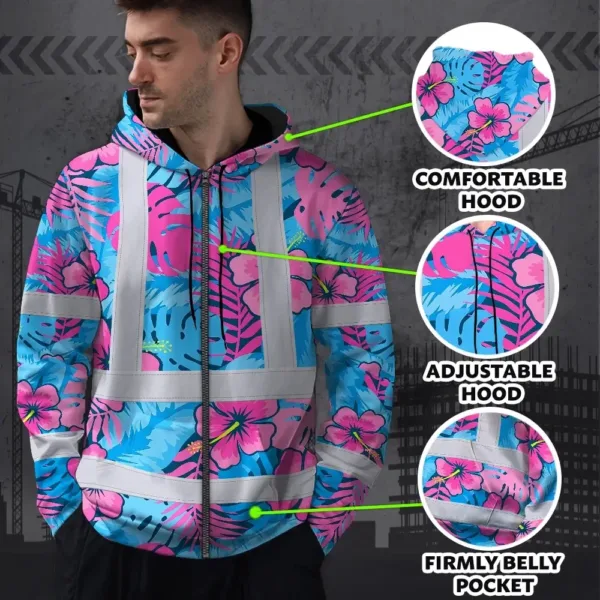 hi-vis-zip-hoodie-reflective-tapes-pink-neon-and-blue-flowers-custom-4ee76.webp