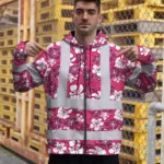 hi-vis-zip-hoodie-reflective-tapes-pink-violet-flowers-custom-name-4aa12.webp