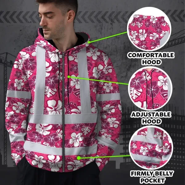hi-vis-zip-hoodie-reflective-tapes-pink-violet-flowers-custom-name-9d1ab.webp