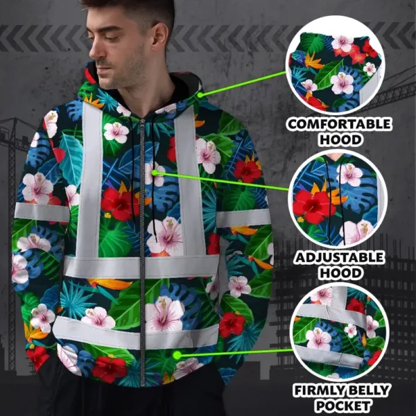 hi-vis-zip-hoodie-reflective-tapes-red-neon-pink-flowers-custom-name-ed41c.webp