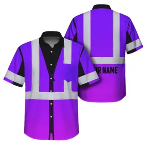 Reflective Hi Vis Hawaiian Shirt - Violet Tape Safety Workwear Unisex