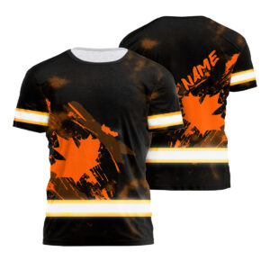 Hi Vis Shirt Reflective Tapes Orange Neon And Black Canada Flag