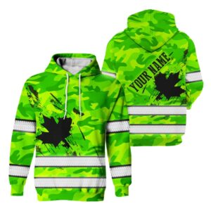 Hi Vis Hoodie Reflective Tapes Green Neon CA Flag