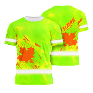 Hi Vis Shirt Reflective Tapes Lime Neon And Orange Canada Flag