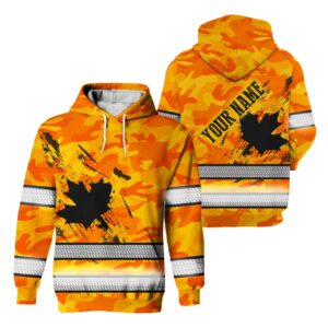 Hi Vis Hoodie Reflective Tapes Camo Orange Neon CA