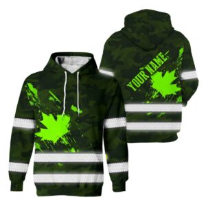 Hi Vis Hoodie Reflective Tapes Green Neon Camo CA Flag