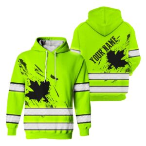 Hi Vis Hoodie Reflective Tapes Green Neon CA Flag