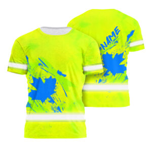 Hi Vis Shirt Reflective Tapes Green Neon And Blue Canada Flag