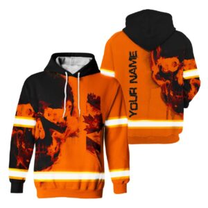 Hi Vis Hoodie Reflective Tapes Orange Neon Skull And Canada Flag