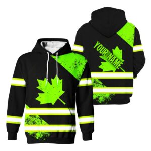 Hi Vis Hoodie Reflective Tapes Black Green Canada Flag Safety Workwear