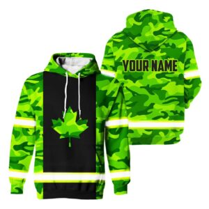 Hi Vis Hoodie Reflective Tapes Camo Green Neon And Black With Canada