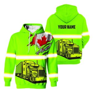 Hi Vis Hoodie Reflective Tapes Green Gradient Semi Truck Driver Canada