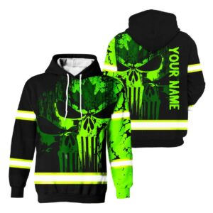 Hi Vis Hoodie Reflective Tapes Green Neon Skull Shadow Canada