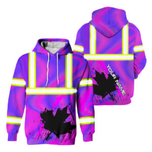 Hi Vis Hoodie Reflective Tapes Hologram Canada Flag Custom Name