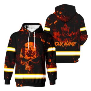 Hi Vis Hoodie Reflective Tapes Orange Neon Skull Paint Flakes Canada