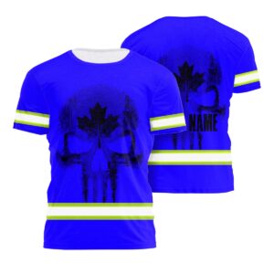 Hi Vis Shirt Reflective Tapes Blue Neon Canada Flag Custom Name