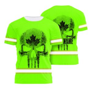 Hi Vis Shirt Reflective Tapes Green Neon Canada Flag Custom Name