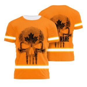 Hi Vis Shirt Reflective Tapes Orange Neon Canada Flag Custom Name
