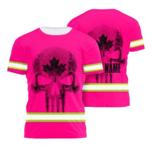 Hi Vis Shirt Reflective Tapes Pink Neon Canada Flag Custom Name