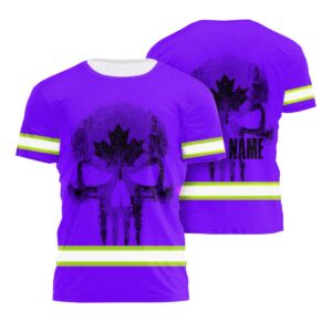 Hi Vis Shirt Reflective Tapes Violet Neon Canada Flag Custom Name