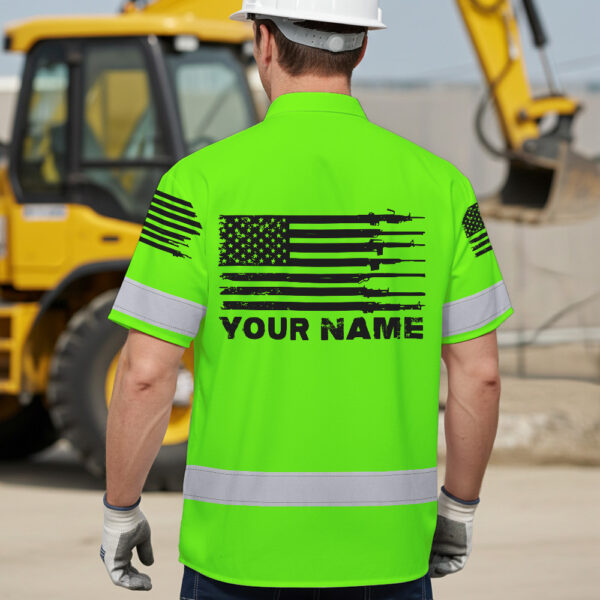 Hi-Vis-Hawaiian-Shirt-Green-Neon-Reflective-Gun-US-Flag-Custom-Name-Safety-Workwear-For-Runners,-Patriotic-4