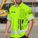 Hi-Vis-Hawaiian-Shirt-Reflective-Black-American-Flag-Custom-Name-Safety-Workwear-For-Workers,-Truckers,-Operators-3