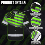 Hi-Vis-Hawaiian-Shirt-Reflective-Green-Neon-American-Flag-Custom-Name-Safety-Workwear-For-Workers,-Truckers,-Operators-6
