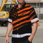 Hi-Vis-Hawaiian-Shirt-Reflective-Orange-American-Flag-Custom-Name-Safety-Workwear-For-Workers,-Truckers,-Operators-3