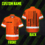 Hi-Vis-Hawaiian-Shirt-Reflective-Orange-And-Black-American-Flag-Custom-Name-Safety-Workwear-For-Workers,-Truckers,-Operators-2
