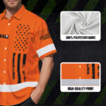 Hi-Vis-Hawaiian-Shirt-Reflective-Orange-And-Black-American-Flag-Custom-Name-Safety-Workwear-For-Workers,-Truckers,-Operators-7