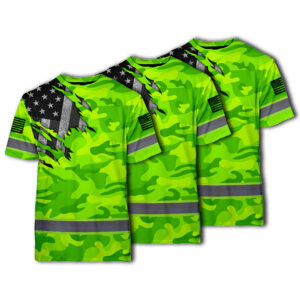 Choose Pack Hi Vis Shirt Reflective Scratch Camo Green Neon US Flag Safety Workwear