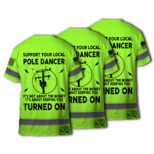 Choose Pack Hi Vis Tee Shirt Lineman Support Local Custom Name Logo Company Safety Workwear Reflective Short Sleeve For Electrician, Hi Vis Shirts Funny