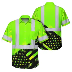 Hi Vis Hawaiian Shirt Reflective Flag Custom Name Safety