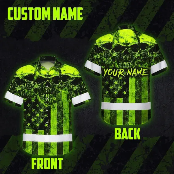 hi-vis-hawaiian-shirt-reflective-green-skull-us-flag-custom-name-1117f.webp